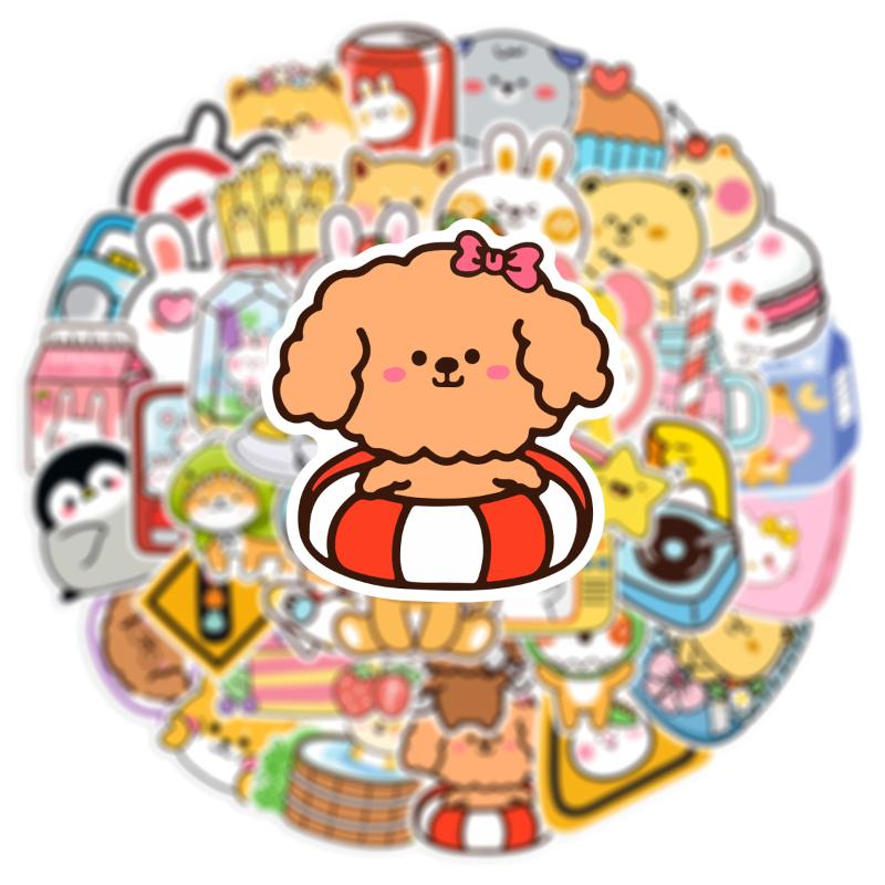 50Pcs Cute Shiba Inu Rabbit Stickers Kawaii Animal Vinyl Decals Waterproof For Laptop Water Bottle Phone Case