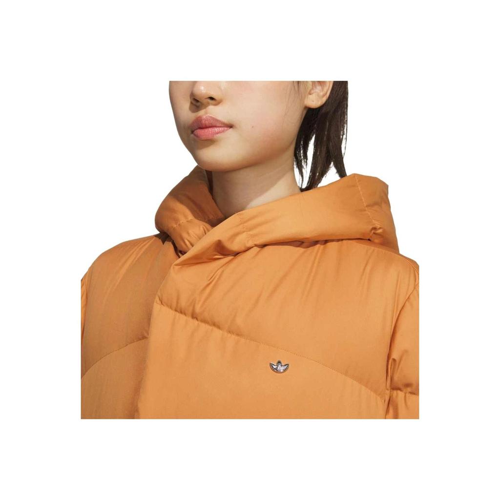 Adidas Originals Three Stripes Series FW24 Long Warm Hooded Loose Jacket Down Coat Women jackets Copper JJ1356