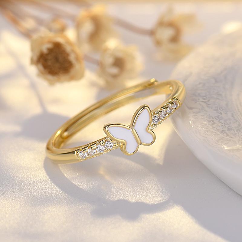 Simple Enamel Butterfly Ring Niche Girlfriend Temperament Star Pentagram Star Personalised Tide Jewelry Ring Retro Finger Ring