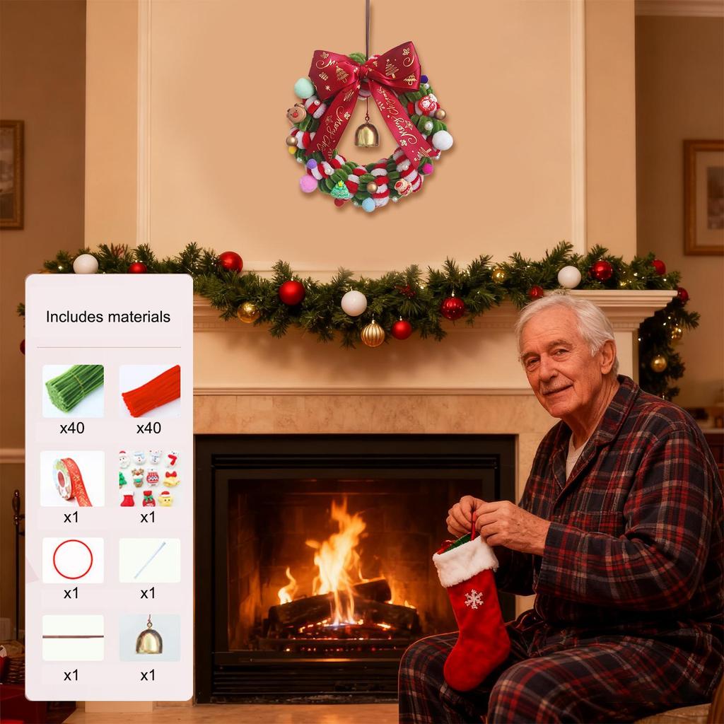 Christmas Door Wreath Festive Hands-On Activity Winter Christmas Wreath Crafting Set For Window Mantel Indoor Restaurant Wall