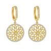 Wedding Real Diamond Earrings For Women 14k Yellow Gold Round Hollow Pure Gemstone Hoop Earring Luxury Fashion Fine Jewelry