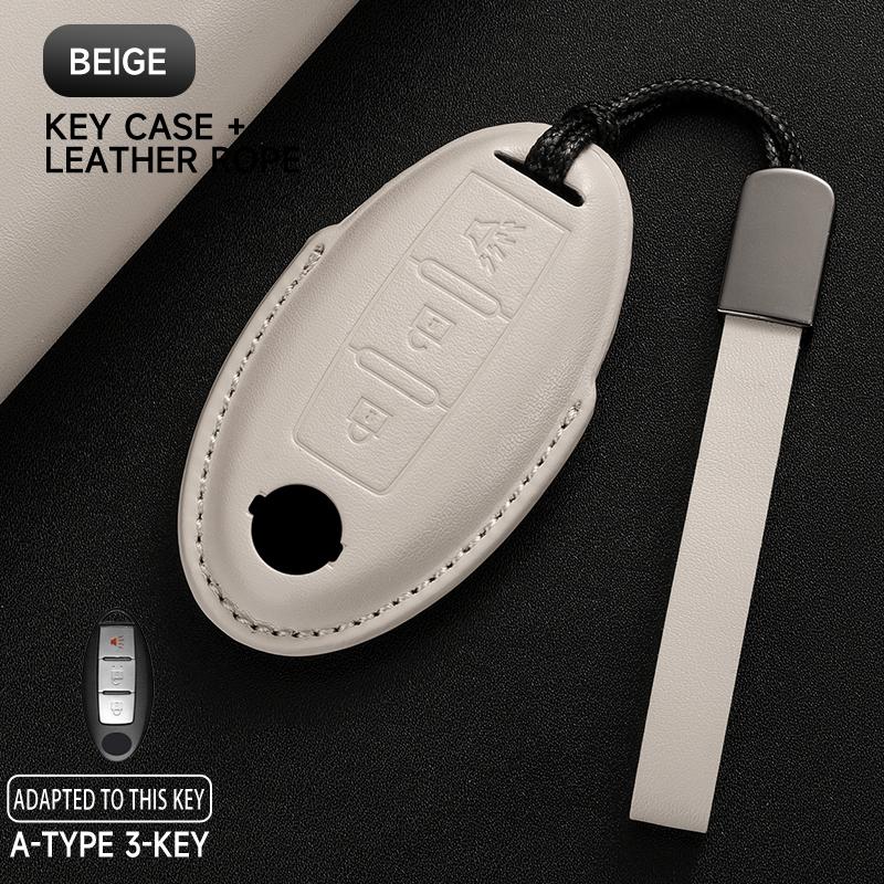 Schlüsseletui aus echtem Leder für Nissan Qashqai 2022 J12, Ariya, Altima, Teana, Juke, X-Trail (Schutzset)