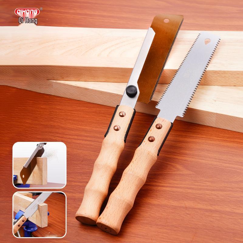 Qi Hong Bamboo Handle Precision Woodworking Saw - Double-sided Japanese Fine Teeth Mortise & Tenon Saw with Back Clamp