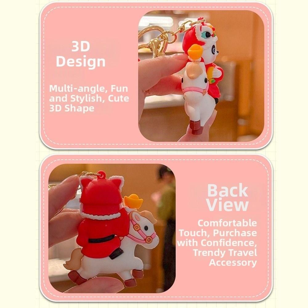 Traditional Panda Keychain Pendant Cute Cartoon Horse Bag Pendant  Girls' Schoolbag Pendant