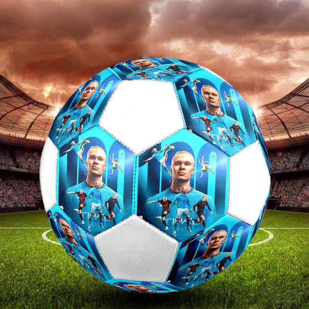 Erling Size 5 Soccer Ball, Machine-Stitched PVC, Durable & High Bounce, All Ages Fit, Fan Merchandise, Matches & Outdoor Use.