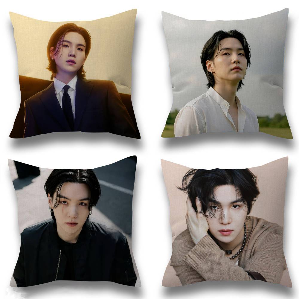 Korean idol singer Pillow Covers Cartoon Sofa Decorative Home Doublesided Printing Short Plush Cute Cushion Cover