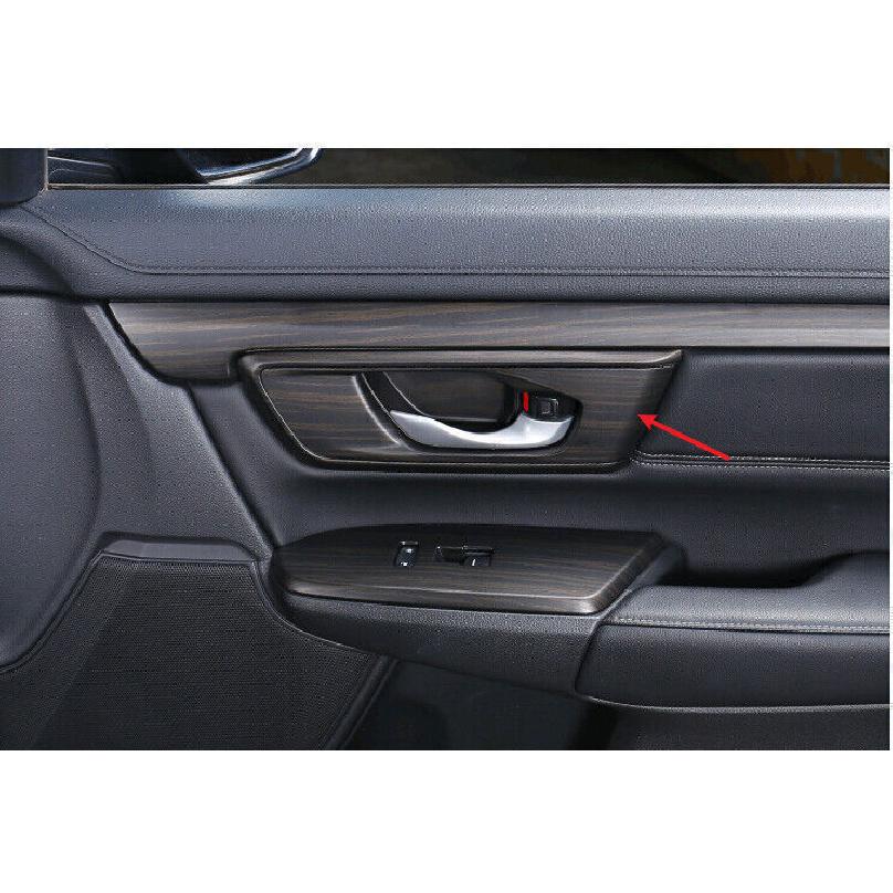 Black Wood Grain Trim 2017-2022 4pcs For Honda CR-V Inner Door Handle Bowl Frame