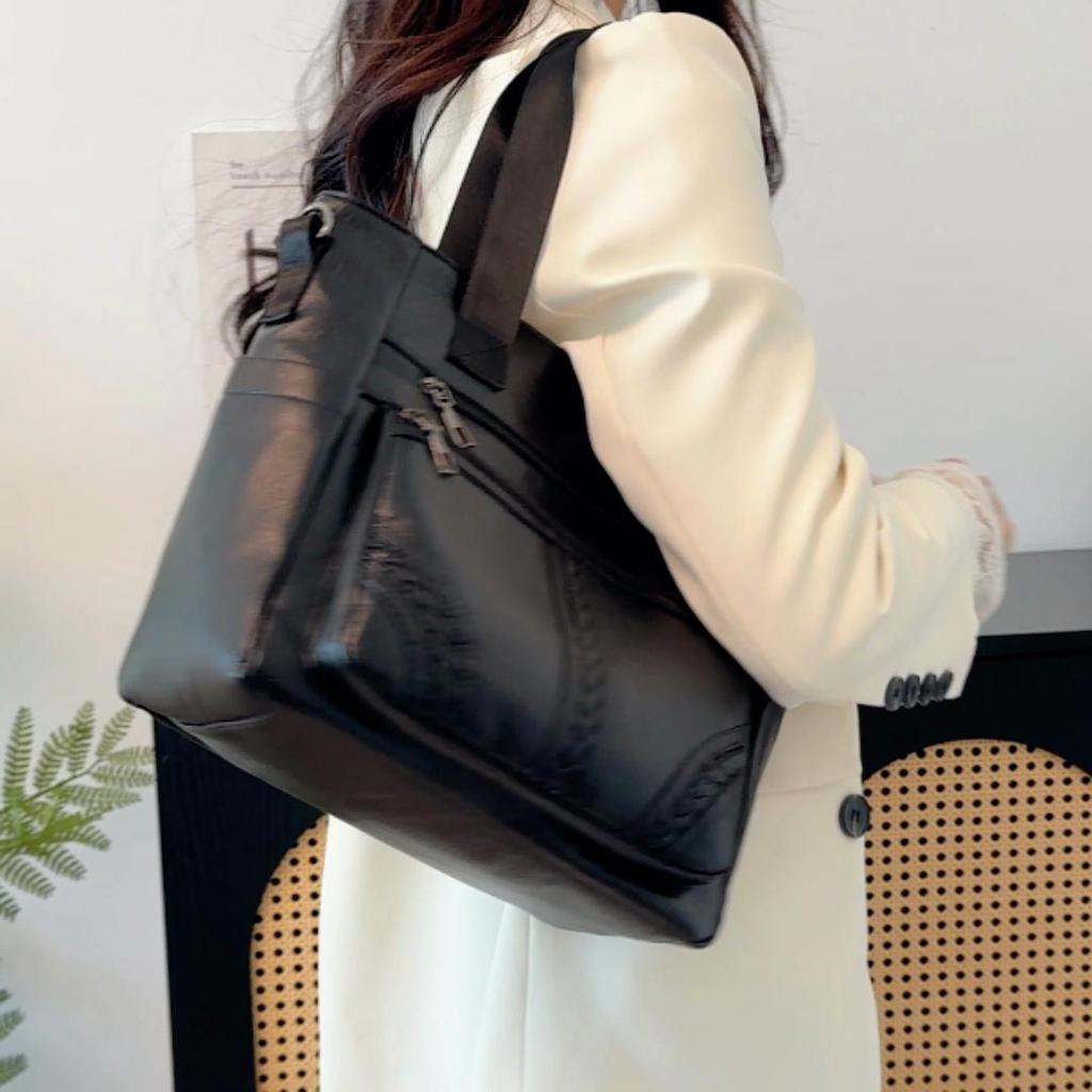 Large Capacity Multi-Function Bag Women's Shoulder Handbag Vintage Commuter Tote Bag Multi-Compartment Crossbody Bag