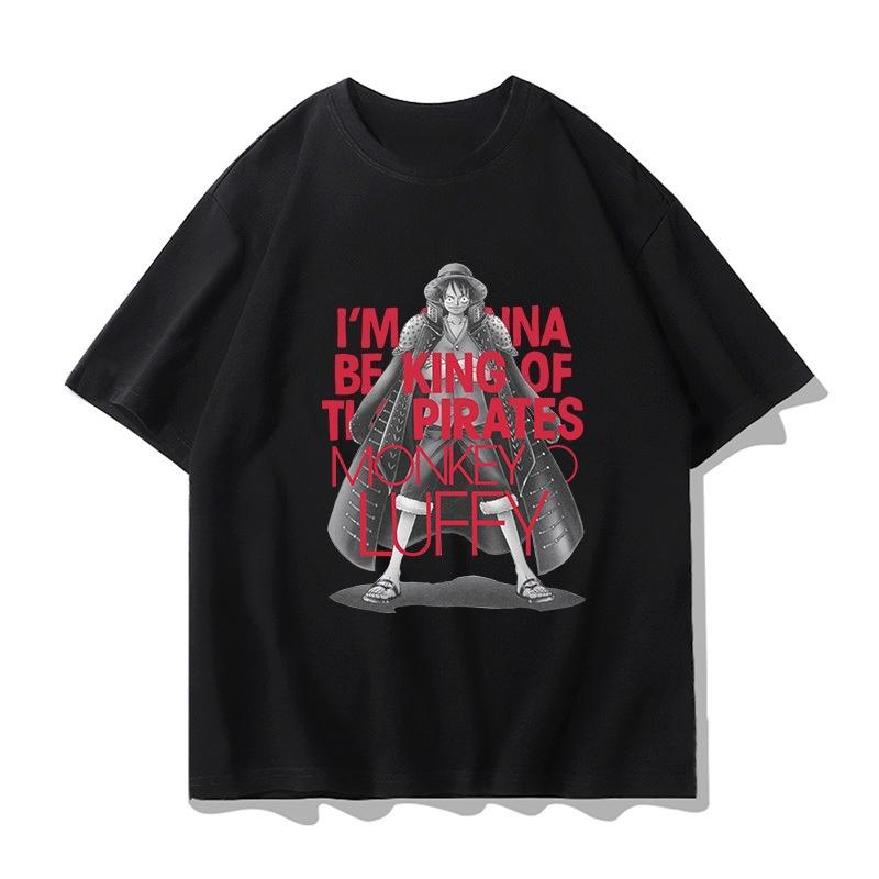 

Japanese ONE PIECE Joint Clothes Tshirt Unisexs Summer Shortsleeved TwodiUnisexsional Animation Luffy Loose Halfsleeved Tide S