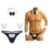 Traje de cosplay de garçom travesso masculino, roupa íntima com gola de gravata borboleta e pulseiras, conjunto de roupas