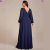 2024 Autumn Slim Chiffon Long Sleeve Dress for Plus Size Women