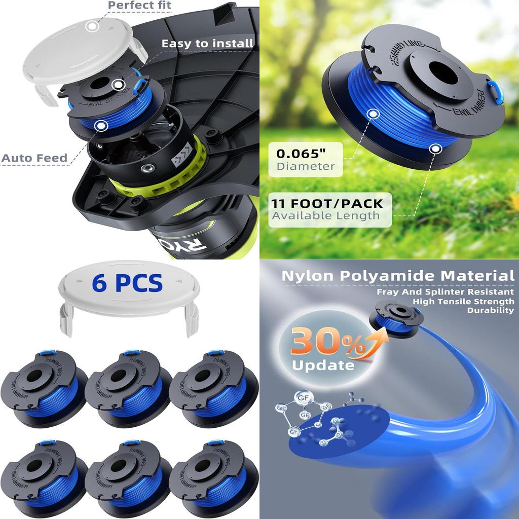 Ryobi Lawn Trimmer Head Replacement Kit With Nylon And Fiberglass For Ac14rl3a And Ac14hca Edgers