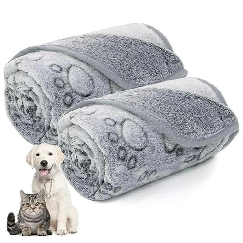 Cartoon Niedliches Pfotenmuster Hund Schlafdecke Super Weiche Plüsch Haustierdecke Warme Kuscheldecke für Hunde Katzen Welpen Decken für Couch Sofa Bett