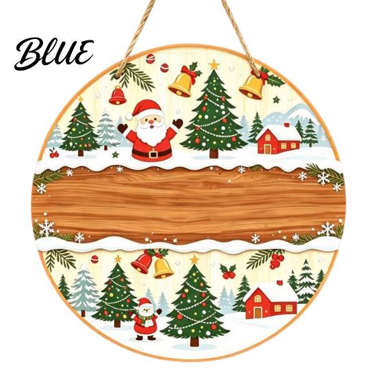 Santa Claus Wall Art Christmas Wooden Hanging Pendant Festive Ornaments with Hemp Rope for Tree Rustic Farmhouse Window Fireplace Decoration,