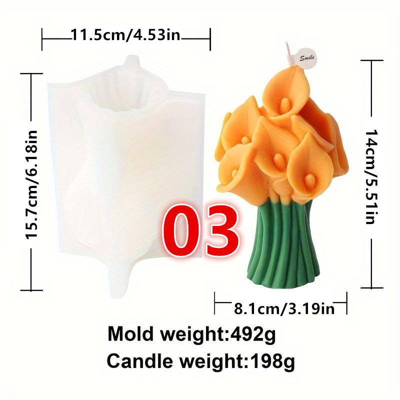 Lily Flower Bouquet Silicone Candle Mold DIY Anemone Tulip Flower Bouquet Shaped Candle Plaster Decorative Home Accessory  Gift