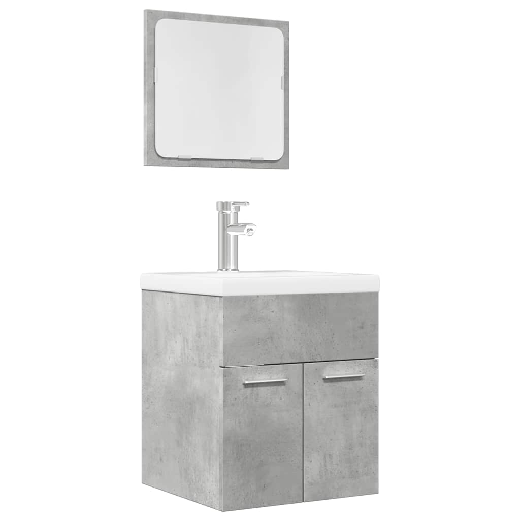 2 Piece Bathroom Furniture Set Concrete Grey Particleboard
