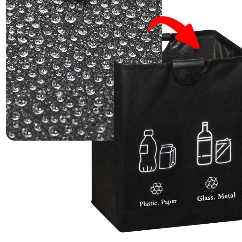60L Empty Bottle Storage Basket Foldable with Handle Dirty Clothes Basket Large Capacity Categorized Storage Garbage Bin