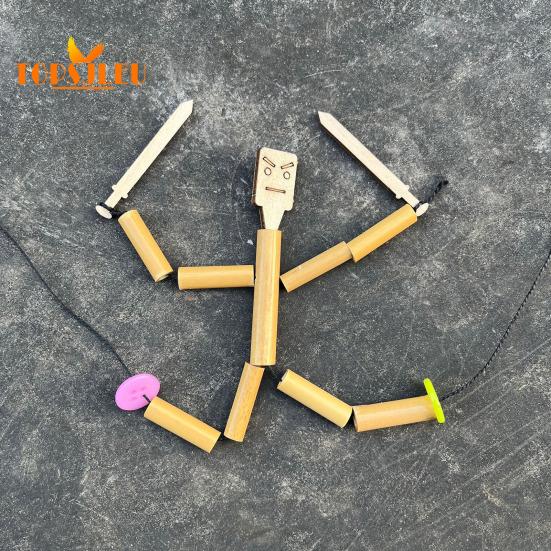 Bamboo Man Toy DIY Puppet Kit,Children Interactive Game,Bamboo Craft Material Kit,Boys Girls Gift