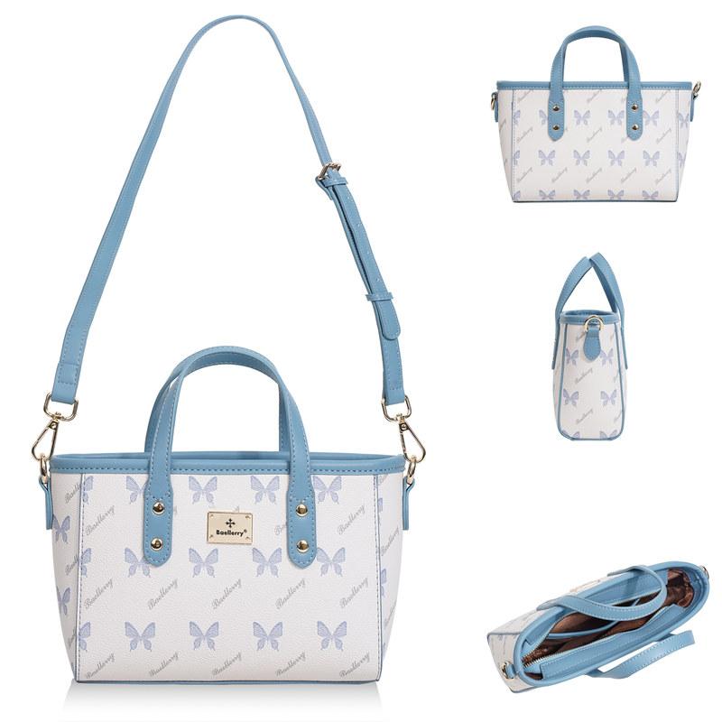 Baellerry Butterflies Pattern Shoulder Bags for Women Fashion Tote Bag Cute Handbags for Ladies Gifts GZW 25*14.5*7.5cm светло-синий