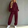 Women's Casual Loose Fit Lined Hoodie and Track Pants Two Piece Set