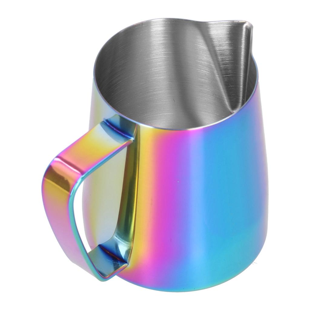 Stainless Steel Milk Frothing Pitcher Pointed Mouth Coffee Frother Cup for Home KitchenColorful 600ml