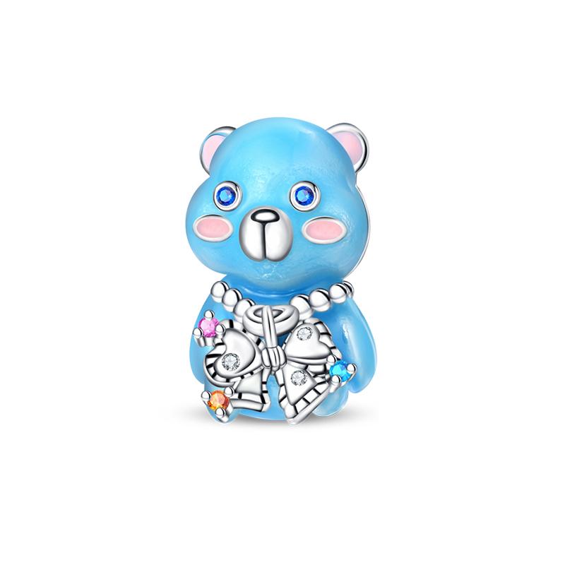 Copper Metal Bear Rabbit Koala Rainbow Horse Flamingo Princess Charm Bead Components Bead Components Compatible With Pan Authentic Original Bracelets