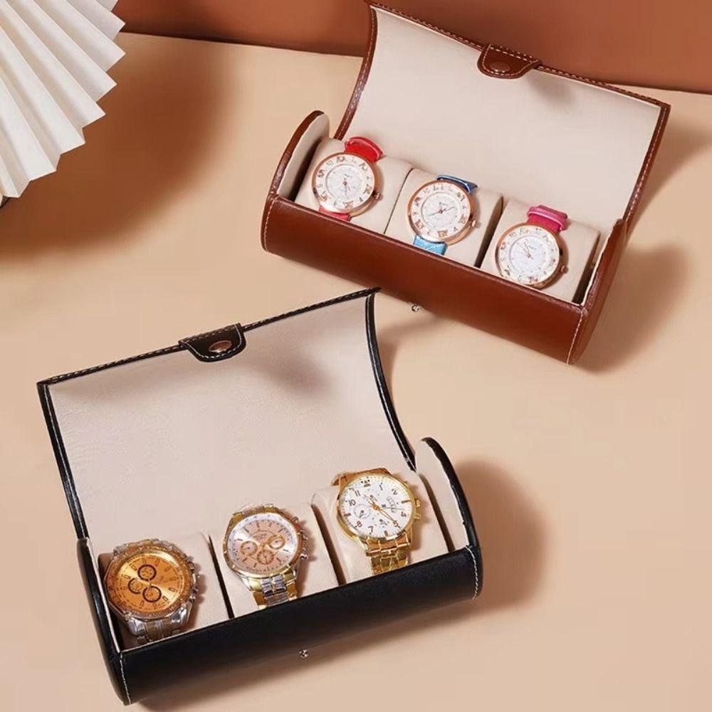 Portable Watch Display Case 3 Slots Watch Roll Travel Case Convenient Watch Storage Box  for Men