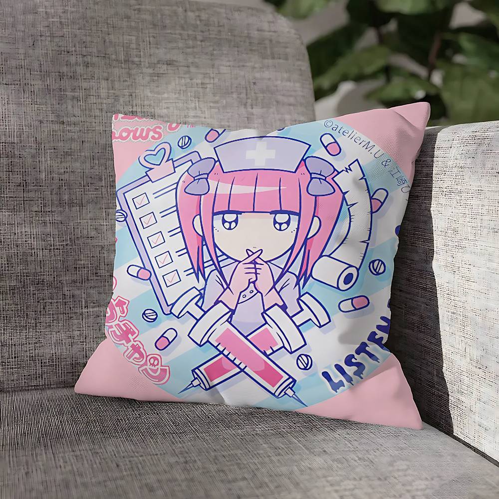 Cute M-Menhera C-Chan Girl Pillow Case For Sofa Decor Car Office Room Printing Cushion Cover Decorations and Protector