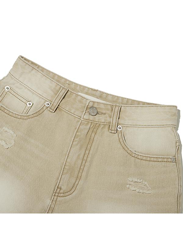 KIRSH Collection Damaged Short Denim Pants [Beige]