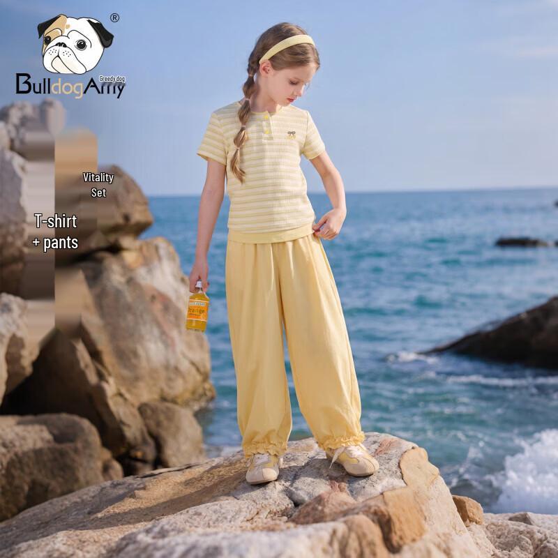 CHANZUIGOU Girls Orange Sea Striped Outfit Set 160 cm жёлтый