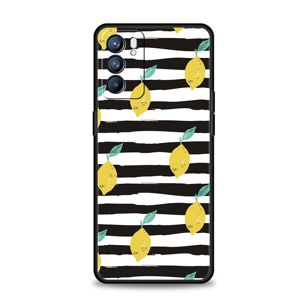 Mediterranean Lemon Soft Phone Case For Oppo Find X5 A54 A53 A52 A9 2020 A15 A95 A16 A76 A74 A12 Reno7 SE Reno6 Pro 5G TPU Cover