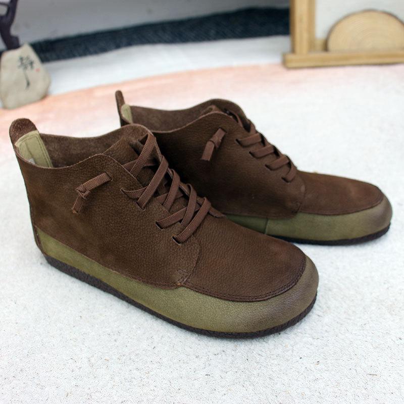 Fashion Old Soft Cowhide Women's Shoes Flat Women's Ankle Boots Lace-up Old Shoes Soft, Comfortable and Healthy Warm fluffy snow boots