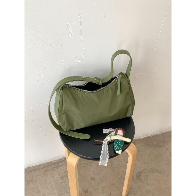 Nylon Small Square Bag Solid Color Simple Portable Underarm Bag Women's Splicing Design New Messenger Shoulder Bag