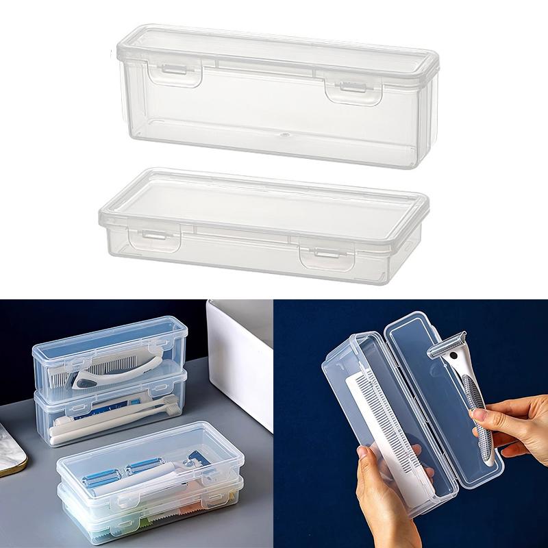 1Pcs Shaver Storage Box Transparent Razor Blades Brushes Plastic Case Portable Organizing Container Travel Accessories Travel