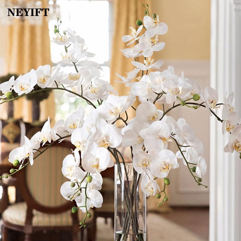 9 Heads 98cm Artificial Butterfly Orchid Flowers Fake Moth Orchids Flowers for Wedding Christmas Festival Home Decor