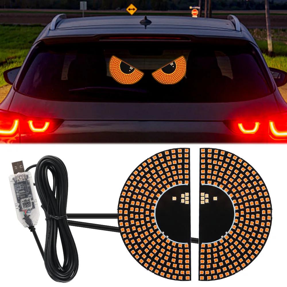 Araba Ön Camı İçin LED Sinyal Lambaları USB Yanıp Sönen LED Dekorasyon Işığı Araba Ön Camı Parlayan Esnek LED Panel Şeytan Gözü Işığı