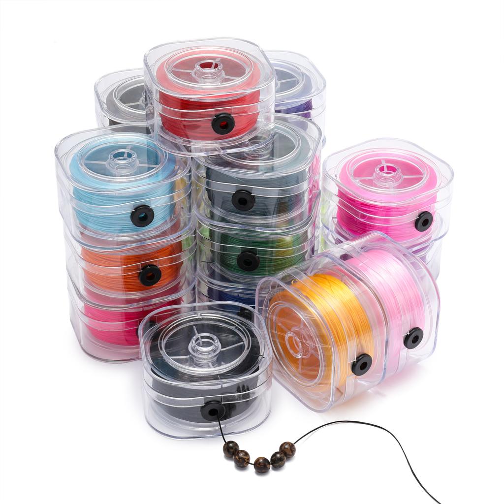 80 Meter/Karton DIY Kristall Perlen Stretch Elastisches Fadenband mit Box Bunt 0,8 mm Flaches Perlenband Schmuckherstellung Zubehör