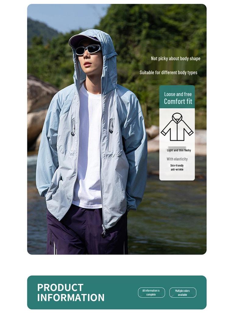 Men's UPF100+ Ice Silk Sun Protection Jacket - Cooling & Anti-UV Summer Wear.