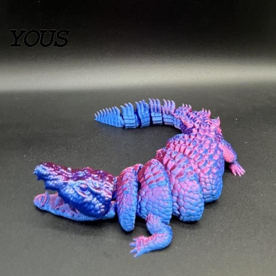 3D Printed Fidget Animal Crocodile Toy, Articulated Figurine, Realistic Flexible Party Favors for Children Reptile Sensory Desk Ornament Stress Relief