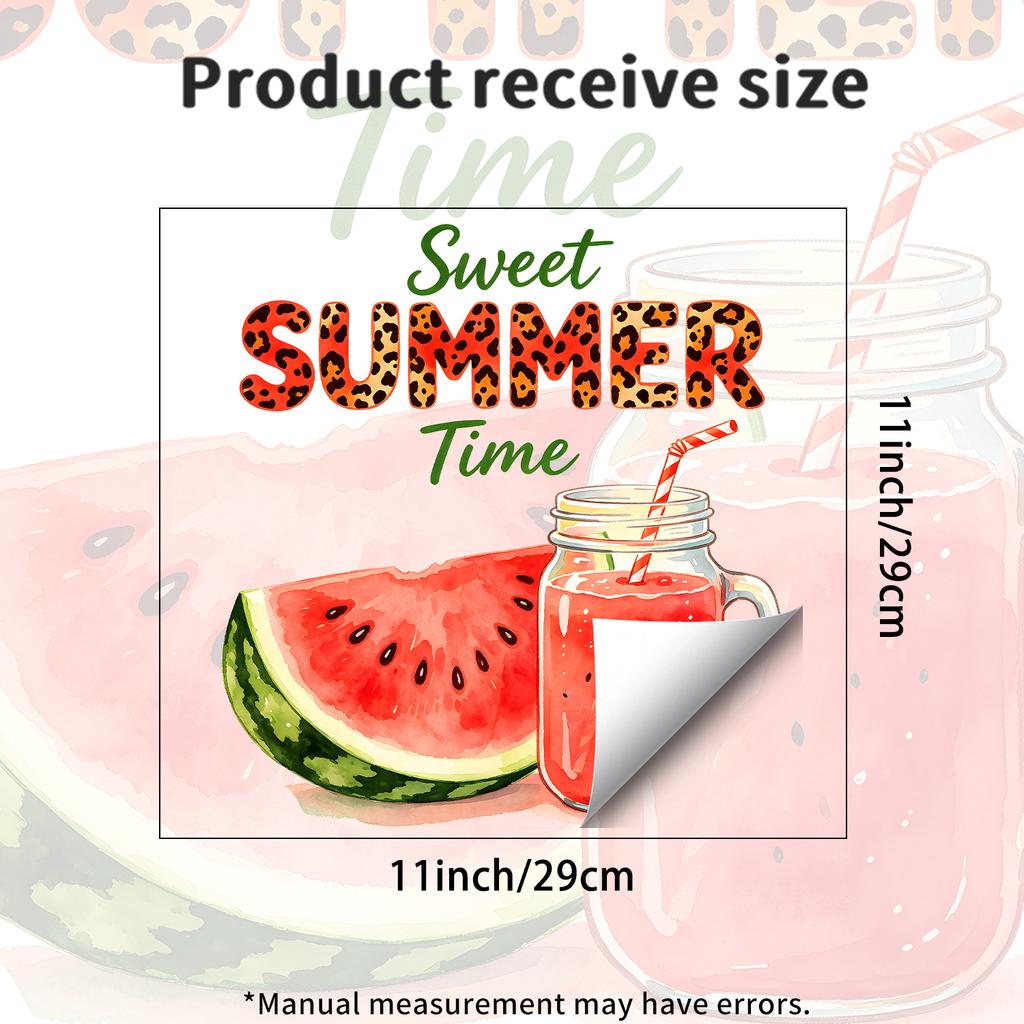 Creative Summer Watermelon Iced Drink Static Cling Wall Sticker Waterproof Oil Proof Kitchen Living Room Decor