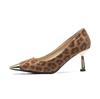 French Single Shoes Women's Fine Heels Spring and Autumn 2025 New Versatile Metal Head Leopard Print Retro Temperament Light Mouth High Heels