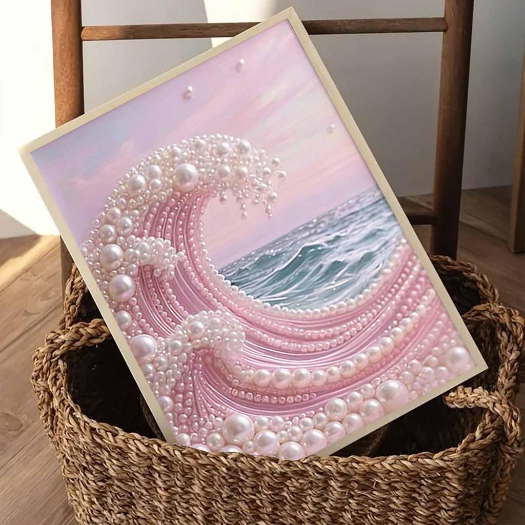 Pearl Wave DIY Diamond Art Kits 15.7x19.6inch Gem Art Diamond Painting Kits Without Frame for Adults Gift Idea Home Wall Decor