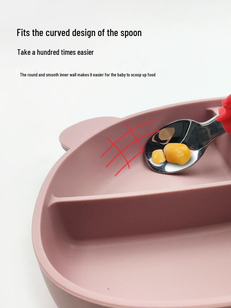 Silikon Bär Unterteilter Teller mit Saugfuß - Verbrühschutz, Sturzsicher Babygeschirr