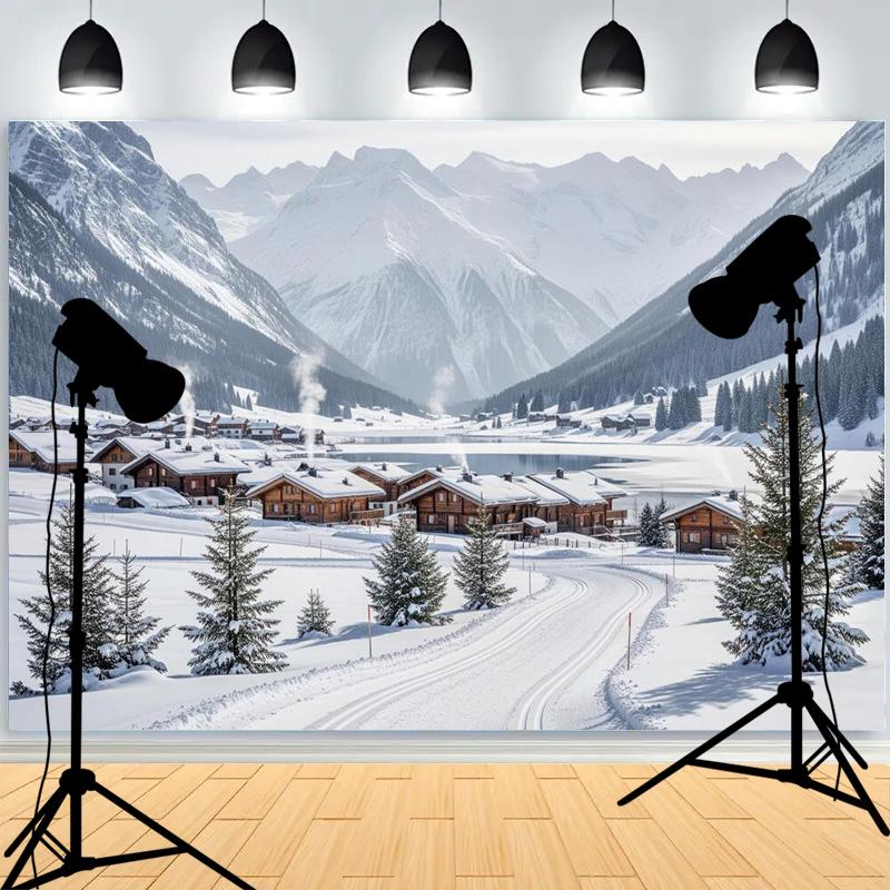 Winter Snow Scene Pine Tree Forest Background Christmas Party New Year Decor Children's Photography Photo Studio Backdrops SO-13