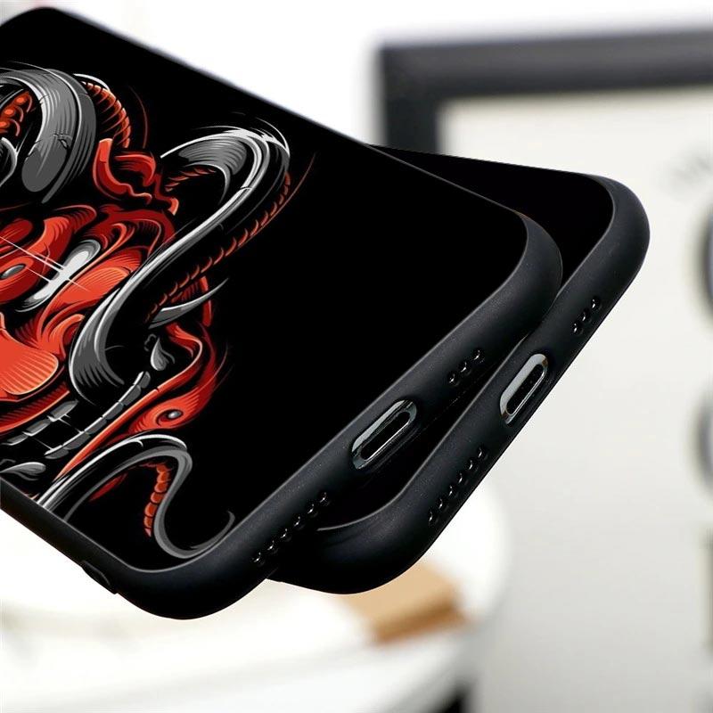 Samurai Ghost Hannya Ukiyo-E Mask Tattoo Phone Case For Apple iPhone 16e 16 15 14 13 12 11 Pro Max XR XS 8 Plus Back Cover Cases
