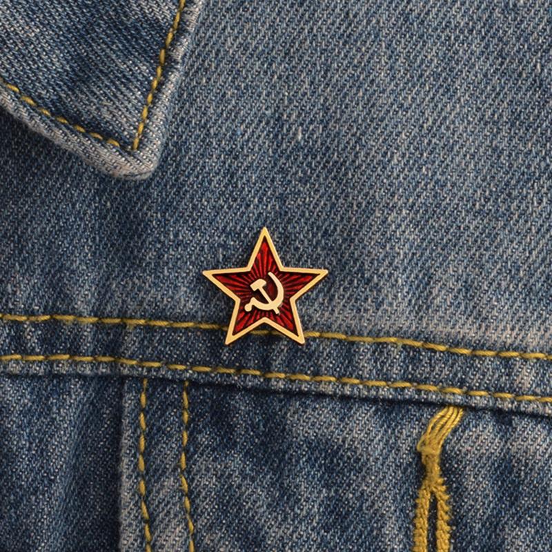Badge Lapel Pin Vintage Ussr Red Star Pin Sickle Hammer Brooch Soviet Communism Badge for Patriot Jewelry Gift Clothes D