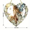 New Colorful Fairy Angel Art Flower Suncatcher Stained Window Hanging Heart Shape Acrylic Pendant For Home Garden Yard Ornament