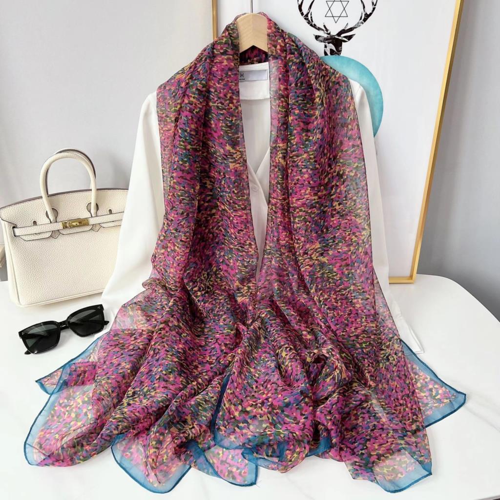 Luxury Silk Scarf Hijab Women Soft Warm Pashmina Neck Beach Stoles  Head Scarves Echarpe Shawl Large Wrap Echarpe Bandana