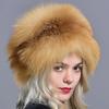 Raglaido real fox fur hats for women winter fashionable stylish Russian thick warm beanie hat natural fluffy fur hat with tail