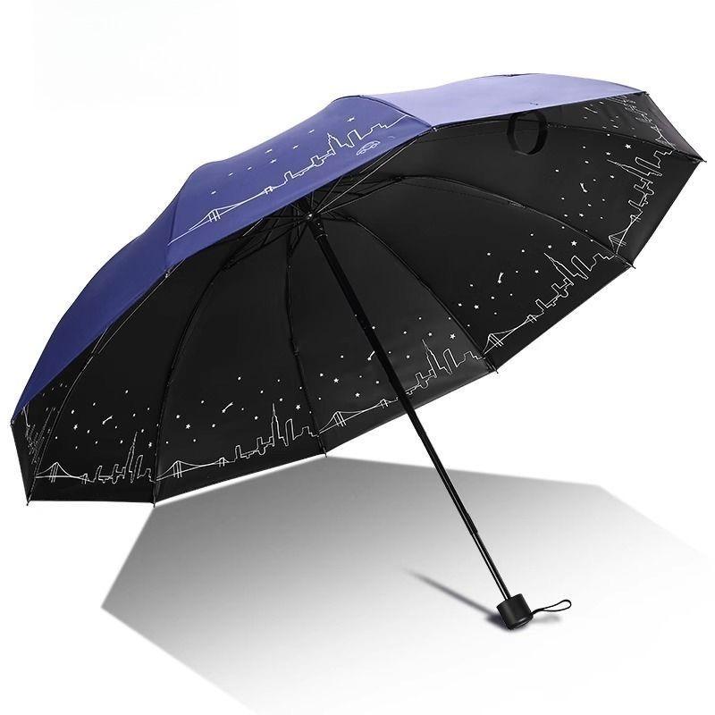 High-end 10 Bone Foldable Sunshade Umbrella Enlarged Reinforced Windproof Business Car-mounted Umbrella Dual-use Sunny Rainy Day темно-синий